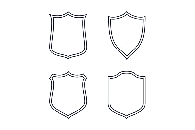 labels-shield-outline-simple-line-emblems-different-forms-military-o