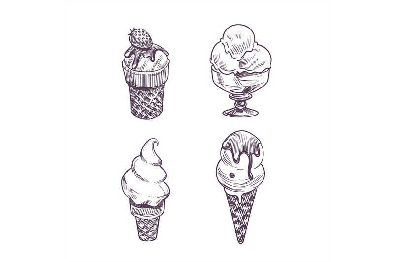 sketch-style-ice-cream-retro-waffles-cone-and-frozen-creamy-desserts