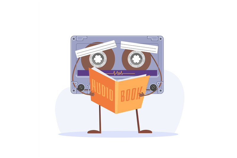 audiobook-cartoon-cassette-mascot-holding-book-funny-character-readi