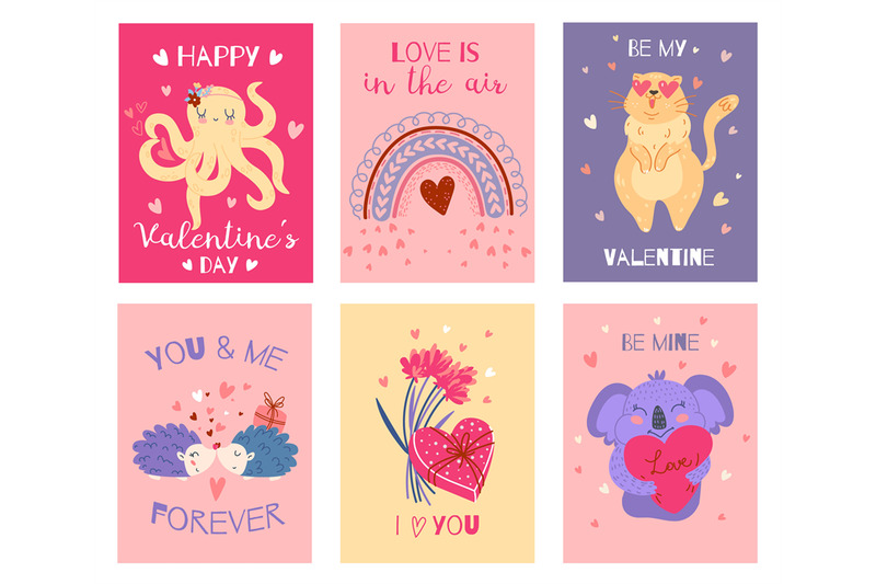 valentine-day-animals-cards-cute-romantic-characters-hearts-valentin