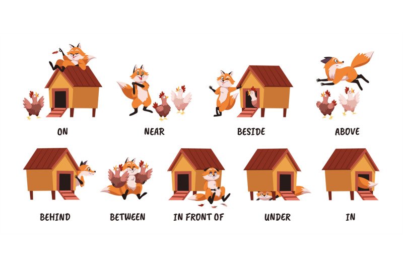 learning-english-prepositions-fox-with-chicken-coop-scenes-children