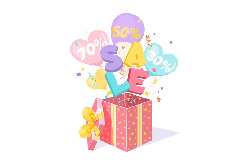 gift-box-discounts-open-surprise-gift-with-discount-sale-balloons-wi