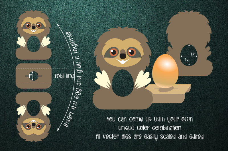 sloth-chocolate-egg-holder-template-svg
