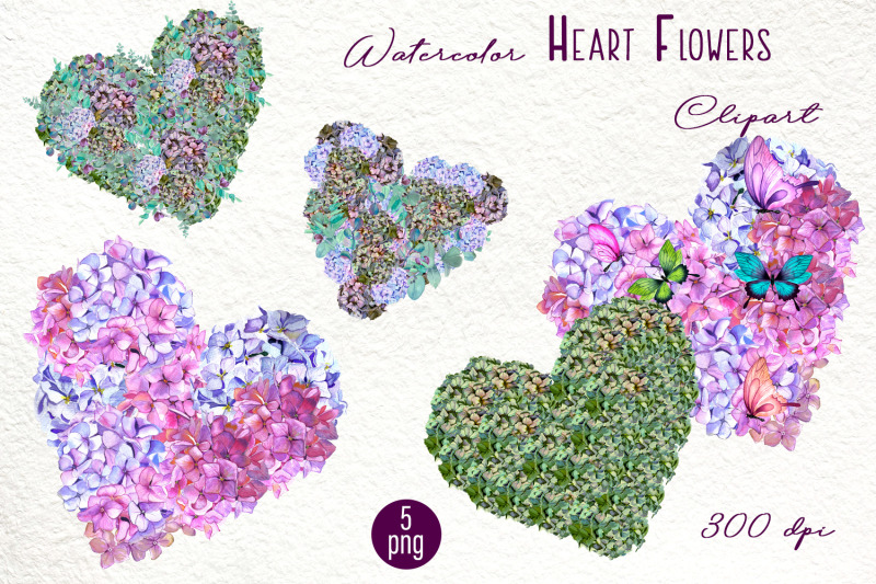 valentines-hydrangea-heart-clipart-love-png-set