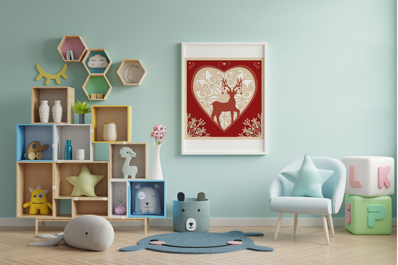 3d-greeting-card-deer-in-love-multi-layered-illustration