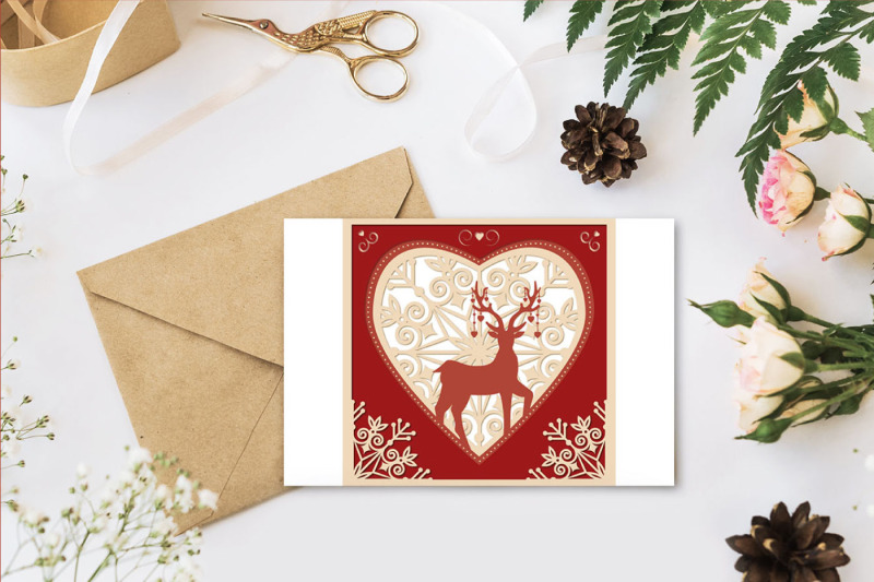 3d-greeting-card-deer-in-love-multi-layered-illustration