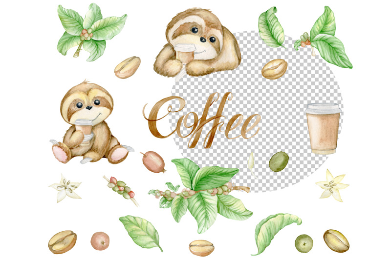 cute-sloth-clipart-watercolor-clip-art-coffee-png-animal-cup-subl