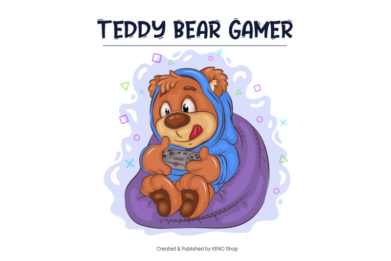 cartoon-teddy-bear-gamer-t-shirt-png-svg