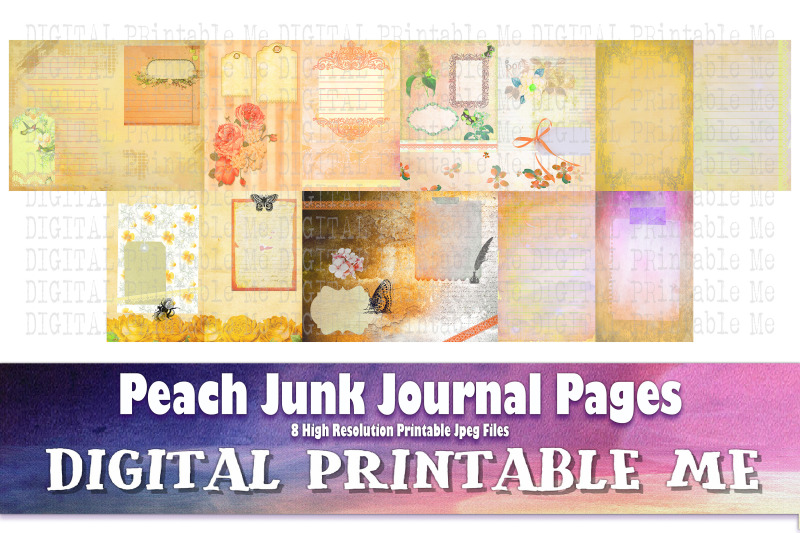 peach-junk-journal-pages-blank-scrapbook-kit-vintage-orange-gold-ant