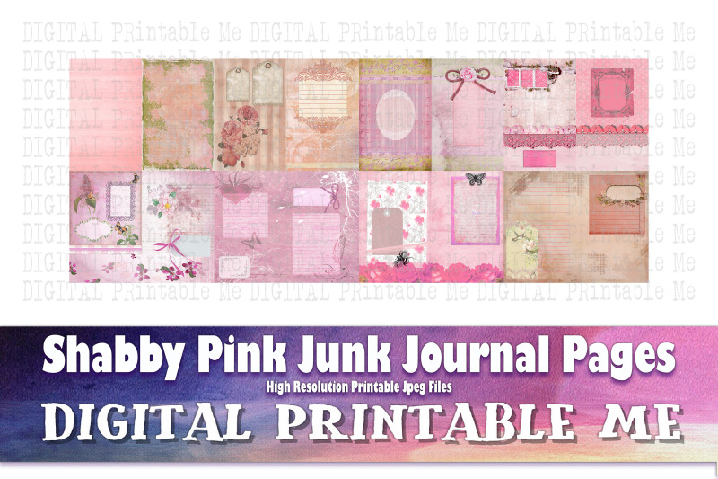 shabby-pink-junk-journal-pages-blank-scrapbook-kit-vintage-grunge-mau
