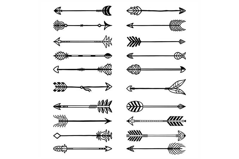 boho-arrows-bows-stylized-weapons-in-ethno-style-arrows-with-feathers