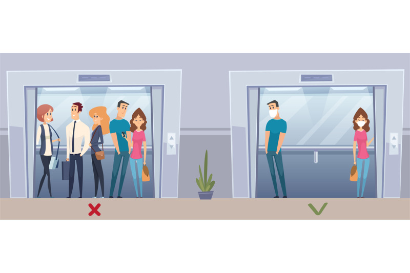 new-elevator-use-rules-virus-flu-prevention-people-crowd-and-single