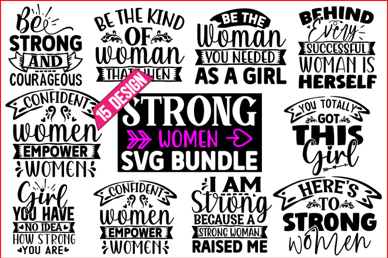 strong-woman-svg-t-shirt-design-bundle