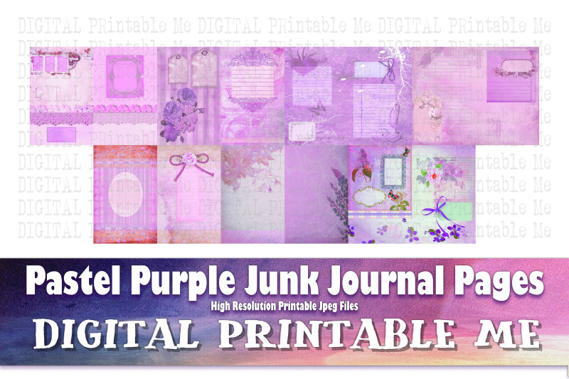 pastel-purple-junk-journal-pages-blank-scrapbook-supplies-kit-vintage