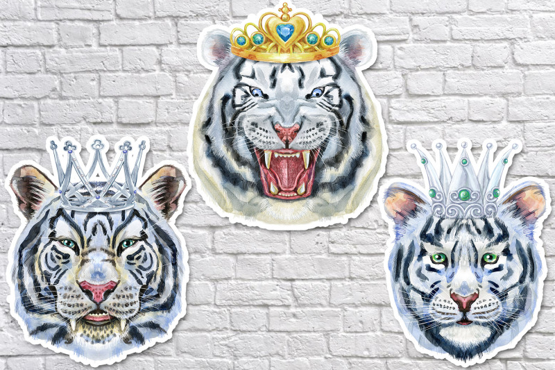 watercolor-tigers-with-crowns