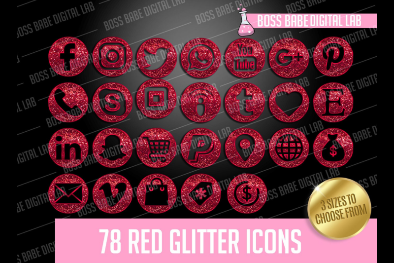 red-glitter-icon-kit