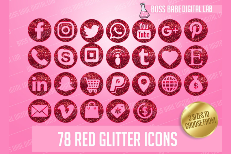 red-glitter-icon-kit