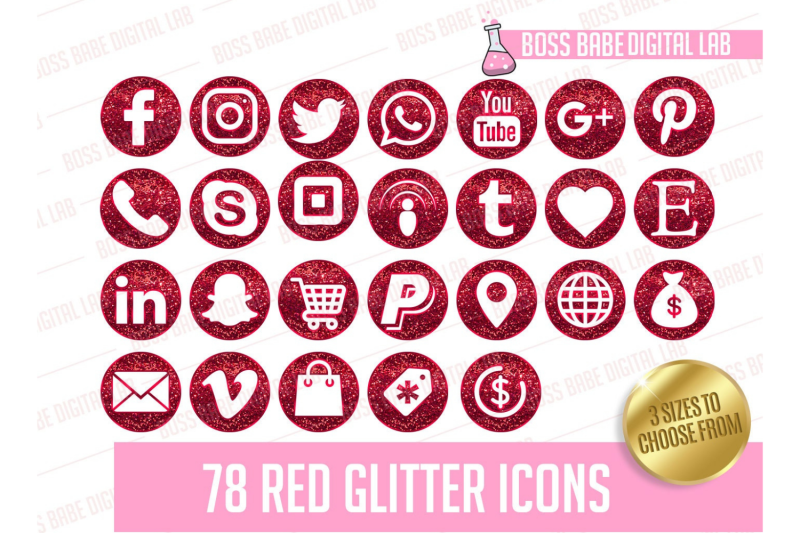 red-glitter-icon-kit