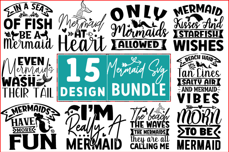 mermaid-svg-t-shirt-design-bundle