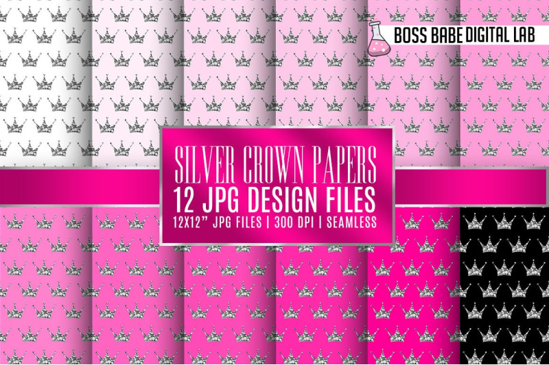 seamless-pink-and-silver-crown-papers