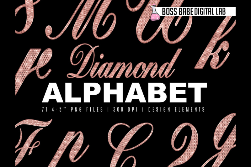 rose-gold-diamond-alphabet-clipart