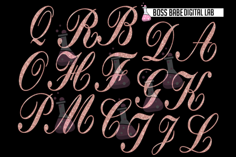 rose-gold-diamond-alphabet-clipart