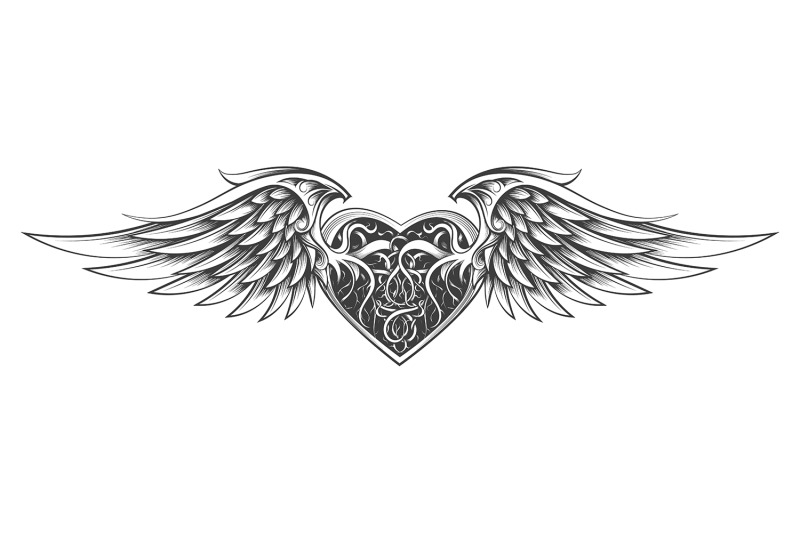heart-with-wings-engraving-tattoo-isolated-on-white