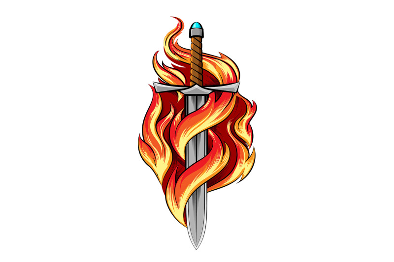 sword-burning-in-a-flame-tattoo-isolated-on-white