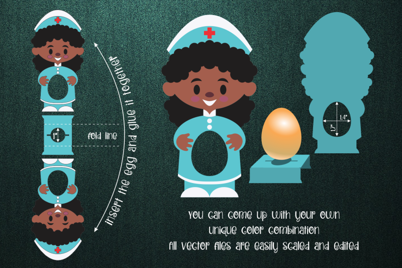 black-woman-nurse-egg-holder-template-svg