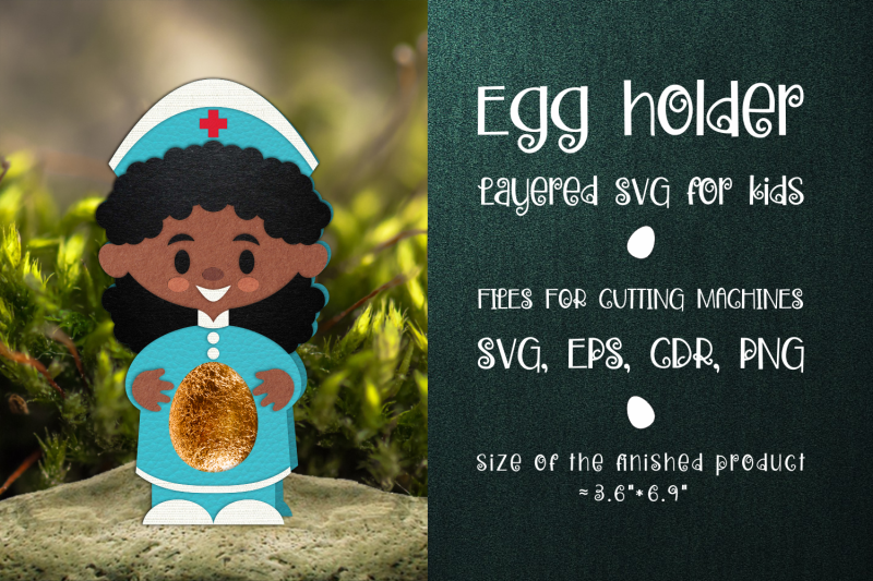 black-woman-nurse-egg-holder-template-svg