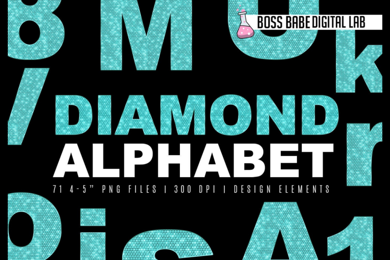 turquoise-diamond-alphabet-clipart