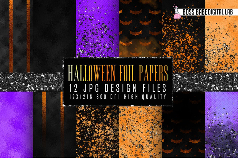 halloween-foil-digital-papers