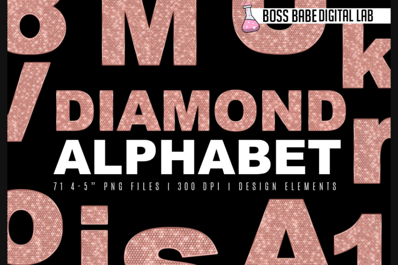 rose-gold-diamond-alphabet-clipart