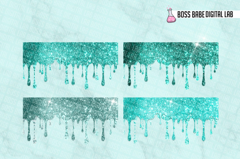 glam-teal-drips-clipart