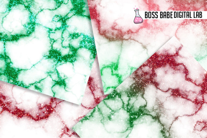 christmas-glam-marble-digital-paper