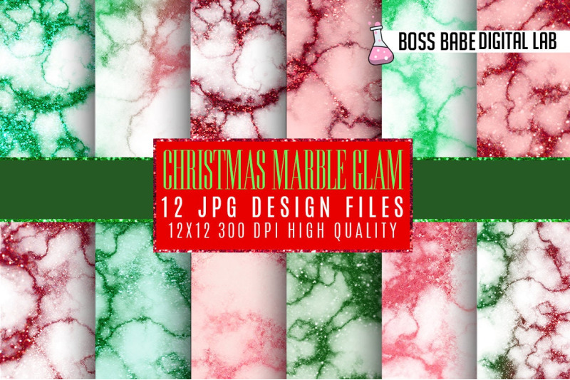 christmas-glam-marble-digital-paper