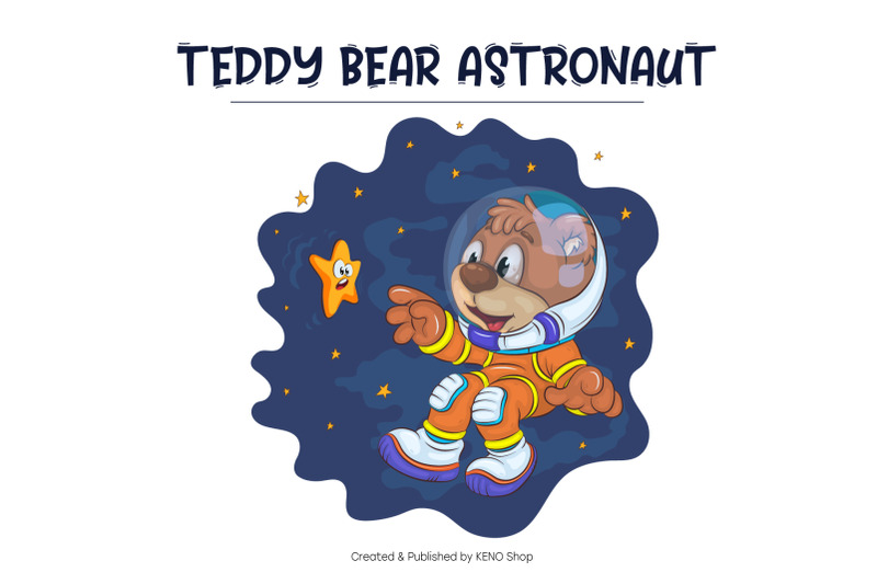 cartoon-teddy-bear-astronaut-t-shirt-png-svg