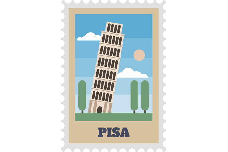 pisa-tower-postal-stamp-with-sight-vintage