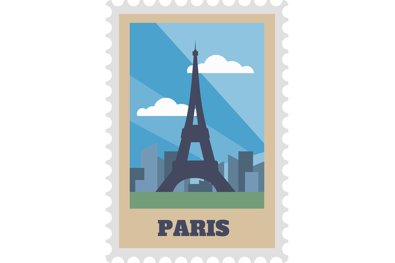 paris-city-postal-stamp-and-postmark-with-sight-isolated