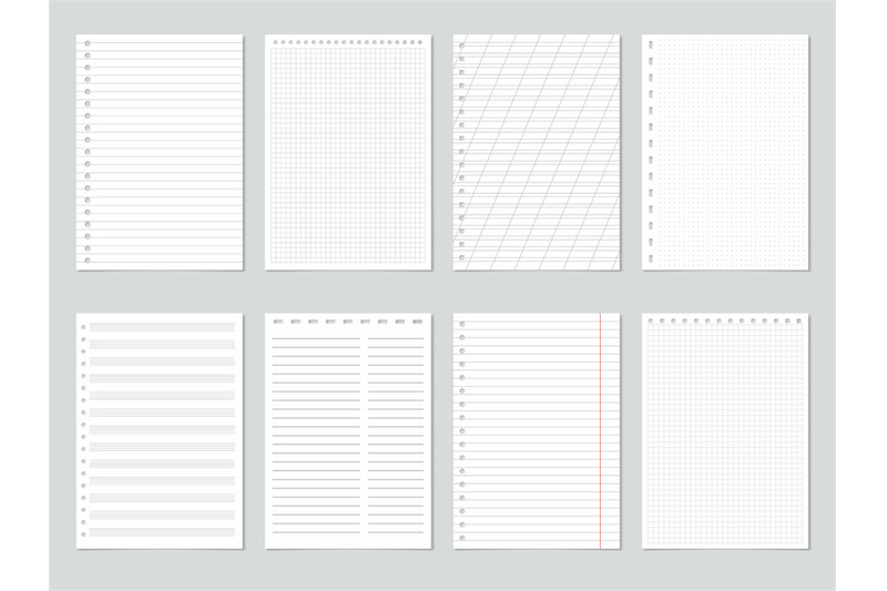 realistic-notebook-blank-lined-and-gridded-paper-sheets-blank-notepad