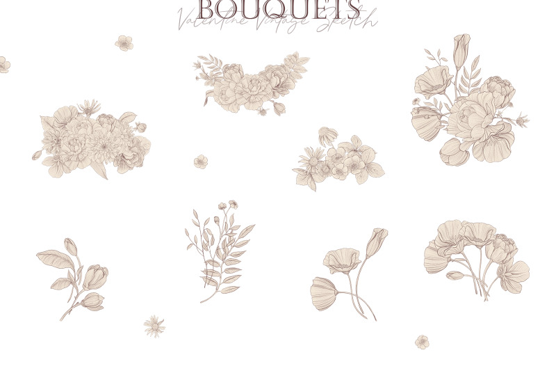 bouquets-vintage-sketch-valentine-png-flowers-clip-art