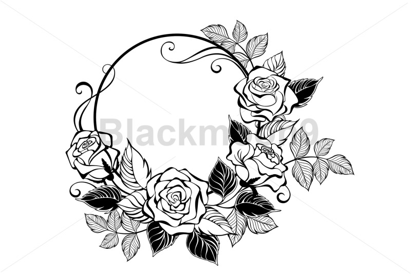 monogram-with-outline-roses