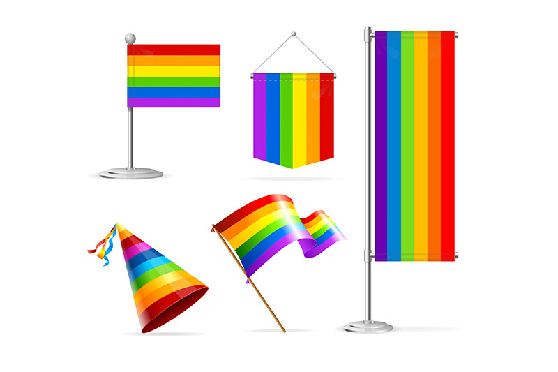 lgbtq-rainbow-flag-banner-set-vector