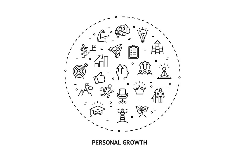 personal-growth-concept-with-thin-line-icons-vector