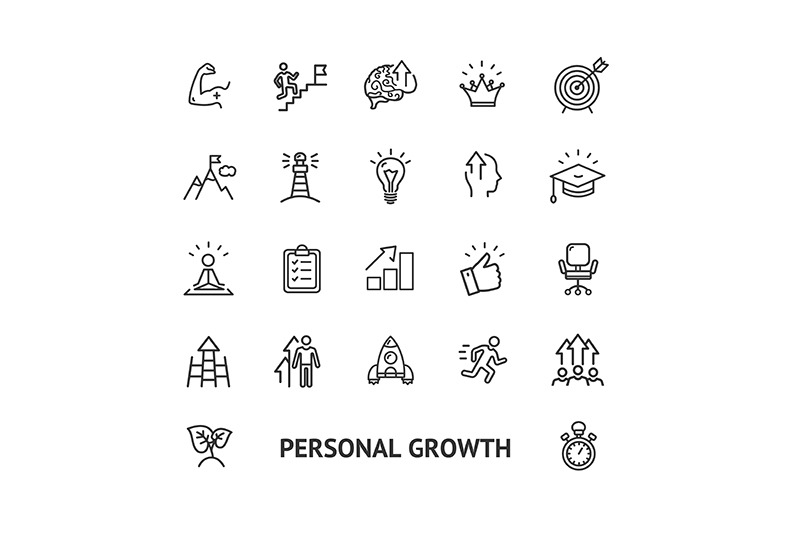 personal-growth-sign-color-thin-line-icon-set-vector