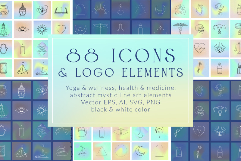 icons-logo-design-elements-yoga-wellness-health-medicine-tattoo
