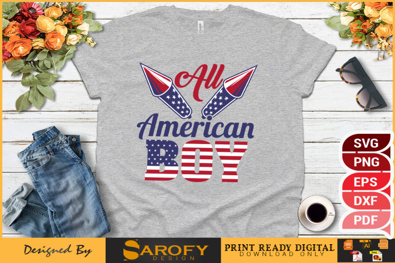all-america-boy-independence-day-design-usa-flag