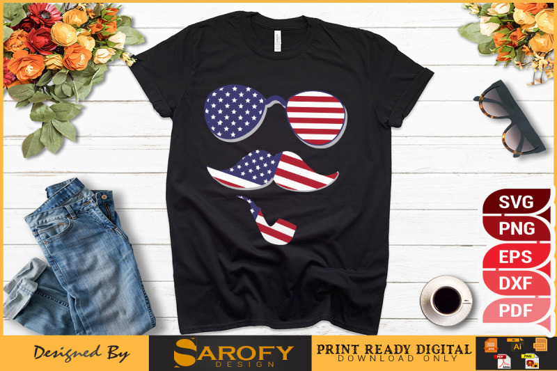 vector-american-glass-amp-face-t-shirt-design-for-4th-july-graphic