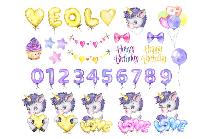 unicorn-watercolor-clipart-baby-shower-clipart-baby-birthday