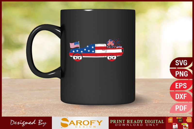 american-car-with-usa-flag-4th-july-design-usa-color